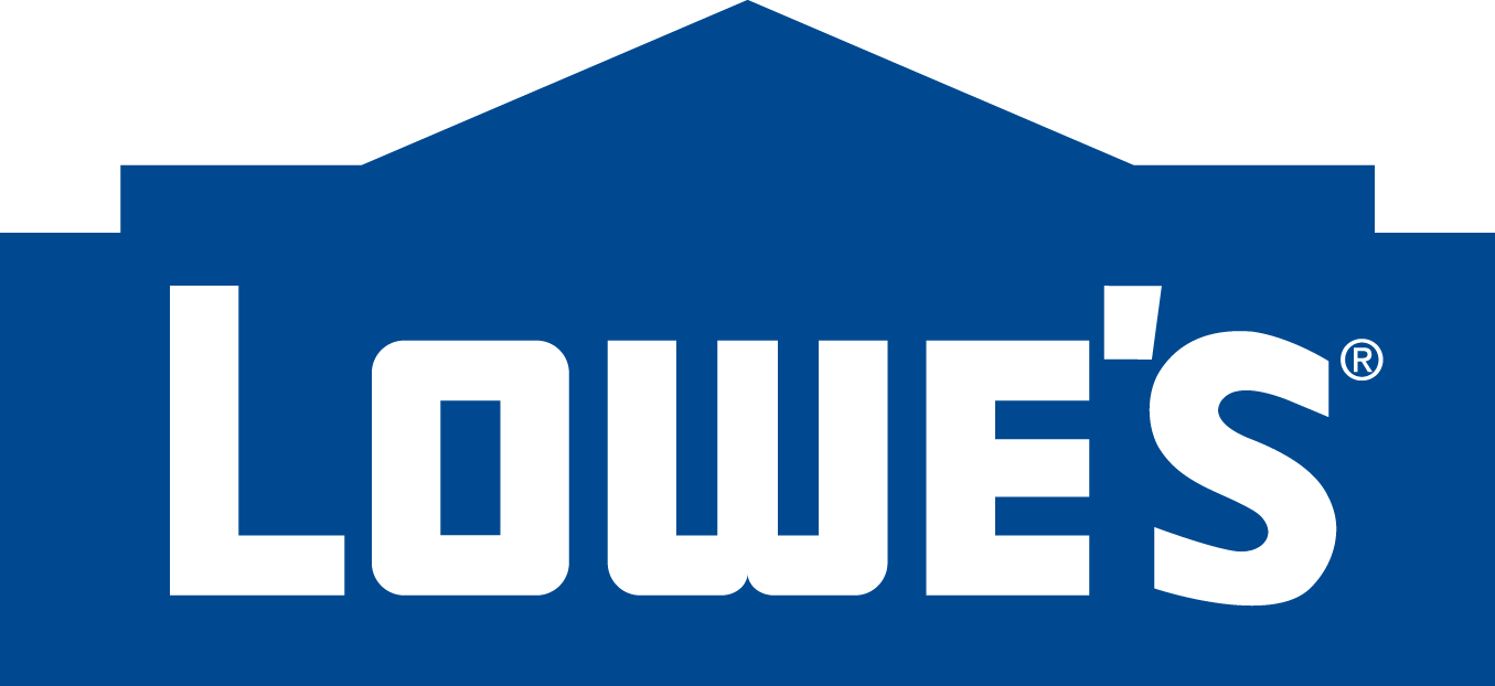 Lowe's logo is a blue house with Lowe's written in white over it.