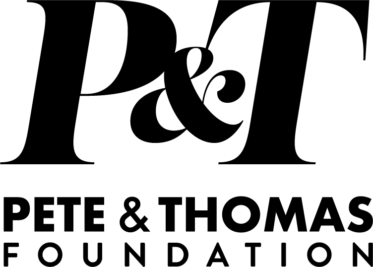A logo with black writing that says P & T Peter & Thomas Foundation.