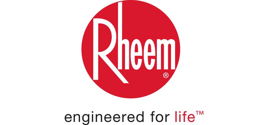 Rheem logo with "engineered for life TM" 