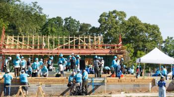 Carter Work Project volunteers working on the build site.