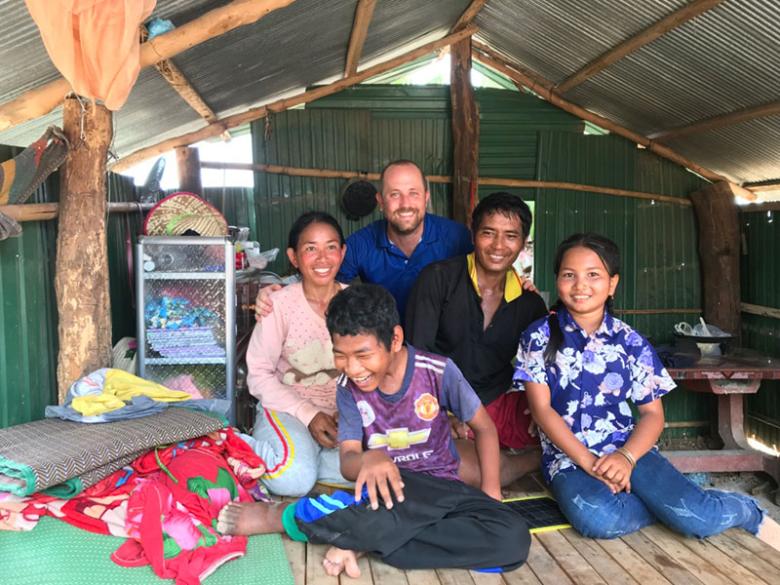 Habitat Australia's Dan Peyton with Cambodian family